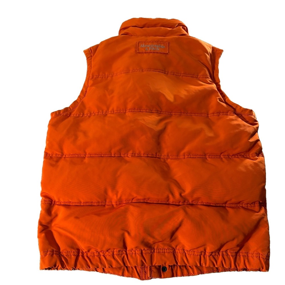 Abercrombie Fitch Mens Puffer Vest Large Orange Utility Snap Zip Outdoor - Picture 2 of 12